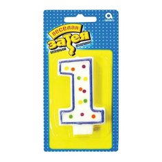Праздничная свеча цифра "1" высотой 7,6 см, 5 шт. Веселая Затея