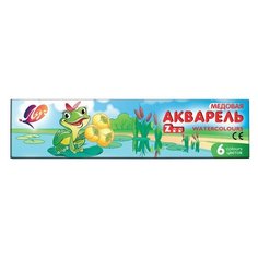 Краски акварельные ЛУЧ "Zoo", 6 цветов, медовые, с кистью, картонная коробка, 22С1415-08, 7 шт.