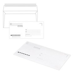 Конверты Е65 (110х220 мм), отрывная лента, "Куда-Кому", 80 г/м2, КОМПЛЕКТ 1000 шт., 1 шт. Ряжская печатная фабрика