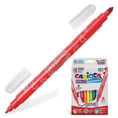 Фломастеры двухсторонние CARIOCA (Италия) "Birello", 10 цветов, 2 пишущих узла 2,5 и 5 мм, суперсмываемые, 1 шт.