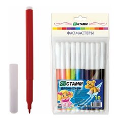 Фломастеры СТАММ "Веселые игрушки", 10 цветов, вентилируемый колпачок, европодвес, ФВ03, 3 шт.
