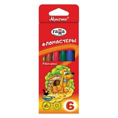 Фломастеры ГАММА "Мультики", 6 цветов, вентилируемый колпачок, картонная упаковка, 180319_03, 3 шт. Gamma