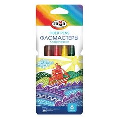 Фломастеры ГАММА "Классические", 6 цветов, вентилируемый колпачок, картонная упаковка, 180319_09, 3 шт. Gamma