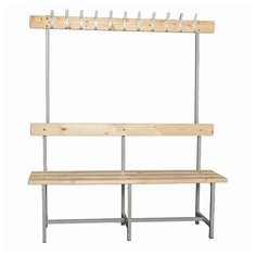 Скамья с вешалкой, спинкой "СВТ 6", 1765х2000х395 мм, 14 крючков, каркас металлический серый, сиденье дерево, 1 шт. ТИТАН