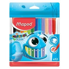 Фломастеры MAPED (Франция) "ColorPeps Ocean", 12 цветов, смываемые, вентилируемый колпачок, упаковка, европодвес, 845720, 2 шт.
