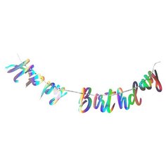 Гирлянда-буквы "Happy birthday, голография", 200см Патибум