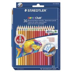 Карандаши цветные акварельные STAEDTLER (Германия) "Noris club", 36 цветов + кисть, европодвес, 144 10ND3603, 1 шт.