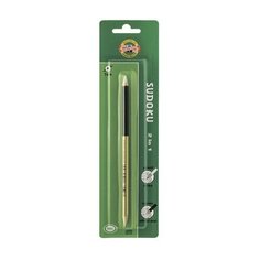 Карандаш чернографитный 2B KOH-I-NOOR, 1 шт., "Sudoku", с резинкой, корпус ассорти, 1350, 1350001001BL, 3 шт.