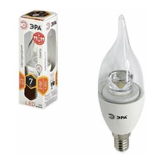 Лампа светодиодная ЭРА, 7 (60) Вт, цоколь E14, "прозрачная свеча на ветру", теплый белый свет, LED smdBXS-7w-827-E14-Clear, BXS-7w-827-E14c, 2 шт. ERA
