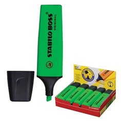 Текстовыделитель STABILO "Boss", ЗЕЛЕНЫЙ, линия 2-5 мм, 70/33, 2 шт.