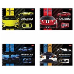 Альбом для рисования А4 40 л., спираль, матовая ламинация, HATBER, 205х290 мм, "Авто" (4 в спайке), 40А4лвлВсп, 3 шт.