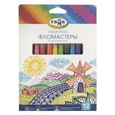 Фломастеры ГАММА "Классические", 12 цветов, вентилируемый колпачок, картонная упаковка, 180319_11, 2 шт. Gamma