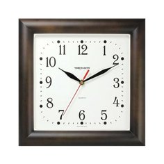 Часы настенные TROYKA 81863835, квадрат, белые, коричневая рамка, 29х29х3,5 см, 1 шт. Тройка