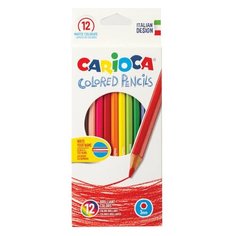 Карандаши цветные CARIOCA (Италия), 12 цветов, грифель 3 мм, шестигранные, заточенные, европодвес, 40380, 2 шт.