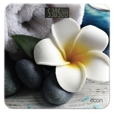 Весы напольные ECON ECO-BS004, электронные, вес до 180 кг, термометр, квадратные, стекло, с рисунком, 1 шт.