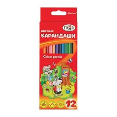 Карандаши цветные ГАММА "Мультики", 12 цветов, заточенные, трехгранные, картонная упаковка, 05091807, 050918_07, 3 шт. Gamma