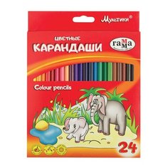 Карандаши цветные ГАММА "Мультики", 24 цвета, заточенные, трехгранные, картонная упаковка, 05091809, 050918_09, 2 шт. Gamma