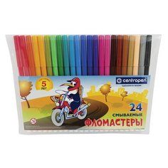 Фломастеры 24 ЦВЕТА CENTROPEN "Пингвины", смываемые, вентилируемый колпачок, 7790/24ET, 7 7790 2486, 1 шт.