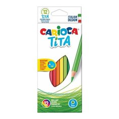 Карандаши цветные CARIOCA "Tita", 12 цветов, пластиковые, грифель 3 мм, шестигранные, европодвес, 42793, 2 шт.