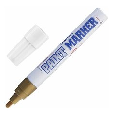 Маркер-краска лаковый (paint marker) MUNHWA, 4 мм, ЗОЛОТОЙ, нитро-основа, алюминиевый корпус, PM-07, 2 шт.