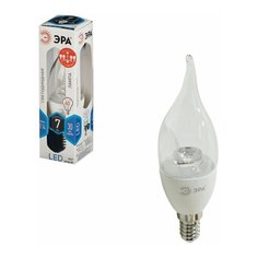 Лампа светодиодная ЭРА, 7 (60) Вт, цоколь E14, "прозрачная свеча на ветру", холодный белый свет, LED smdBXS-7w-840-E14-Clear, BXS-7w-840-E14c, 2 шт. ERA