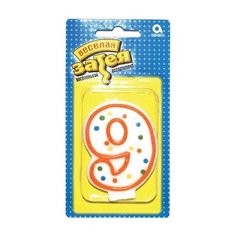 Праздничная свеча цифра "9" высотой 7,6 см, 5 шт. Веселая Затея