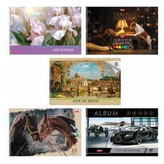 Альбом для рисования, А4, 48 листов, спираль, обложка картон, HATBER, 205х300 мм, "Ассорти", 48А4Всп, A274309, 3 шт.