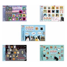Альбом для рисования А4 32 л., спираль, обложка картон, HATBER, 205х300 мм, "CATs", 32А4Всп, 4 шт.
