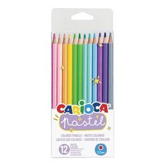Карандаши цветные пастельные CARIOCA "Pastel", 12 цветов, шестигранные, заточенные, ПВХ чехол, 43034, 1 шт.