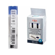 Грифели запасные KOH-I-NOOR, КОМПЛЕКТ 12 шт., НВ, 0,7 мм, 41620HB007PKRU, 5 шт.