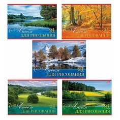 Альбом для рисования, А4, 24 листа, обложка картон, HATBER, 205х290 мм, "Русские просторы", 24А4В, A17395, 8 шт.