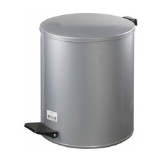 Ведро-контейнер для мусора с педалью УСИЛЕННОЕ, 15 л, кольцо под мешок, серое, оцинкованная сталь, 1 шт. ТИТАН