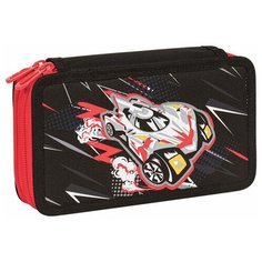 Пенал TIGER FAMILY с наполнением, 2 отделения, 23 предмета, "Fire Rider", 19х11х5 см, 270233, 1 шт.