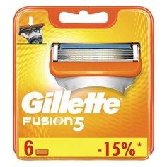 Сменные кассеты для бритья 6 шт. GILLETTE (Жиллет) Fusion, для мужчин, 50016225, 1 шт.