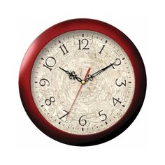 Часы настенные TROYKA 11131149, круг, бежевые с рисунком, коричневая рамка, 29х29х3,5 см, 1 шт. Тройка