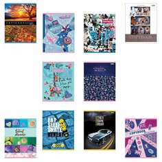 Тетрадь А5, 48 л., HATBER-ECO, скоба, клетка, обложка картон, Ассорти-4 (10 видов в коробке), 48Т5С1, 48Т5C1, 8 шт.