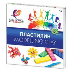Пластилин классический ЛУЧ "Классика", 12 цветов, 240 г, со стеком, картонная упаковка, 7С331-08, 3 шт.