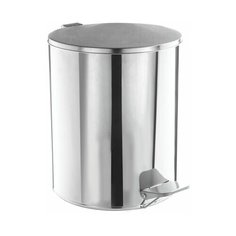 Ведро для мусора с педалью, УСИЛЕННОЕ, ТИТАН, 15 л, кольцо под мешок, нержавеющая сталь, хром, 1 шт.