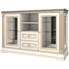 Комод WellMaker К2-150 Элегант, цвет Айвори Латунь, со стеклом