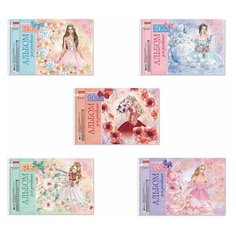 Альбом для рисования А4 24 л., спираль, обложка картон, HATBER, 205х300 мм, "Грёзы принцесс", 24А4Всп, 50 шт.