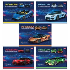 Альбом для рисования А4 24 л., скоба, обложка картон, HATBER, 205х290 мм, "Car Design", 24А4В, 6 шт.
