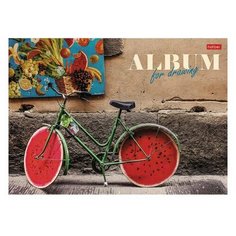 Альбом для рисования А4 24 л., склейка, ламинация, подложка, HATBER, 205х290 мм, "Лето на велосипеде", 24А4лВк, 24А4лВк_22784, 30 шт.