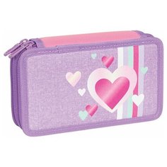 Пенал TIGER FAMILY с наполнением, 3 отделения, 29 предметов, "Sweet Love" (Purple), 19х11х7 см, 270236, 1 шт.
