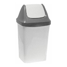 Ведро-контейнер 15 л, с крышкой (качающейся), для мусора,"Свинг", 47х27х23 см, серое, IDEA, М 2462, 1 шт.