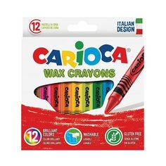Восковые мелки CARIOCA (Италия), 12 цветов, смываемые, картонная коробка с европодвесом, 42365, 3 шт.