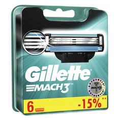Сменные кассеты для бритья 6 шт. GILLETTE (Жиллет) Mach3, для мужчин, 50002205, 1 шт.