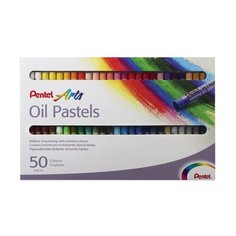 Пастель масляная художественная PENTEL "Oil Pastels", 50 цветов, круглое сечение, картонная упаковка, PHN4-50, 1 шт.