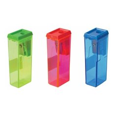 Точилка BEIFA (Бэйфа), с контейнером, прямоугольная, пластиковая, в дисплее, ассорти, APS112, 24 шт.