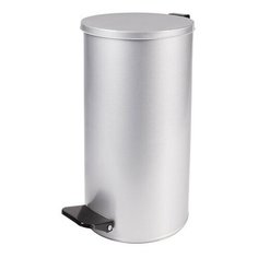 Ведро-контейнер для мусора с педалью УСИЛЕННОЕ, 30 л, кольцо под мешок, серое, оцинкованная сталь, 1 шт. ТИТАН