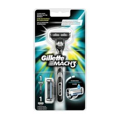 Бритва GILLETTE (Жиллет) "Mach3", с 2 сменными кассетами, для мужчин, 1 шт.